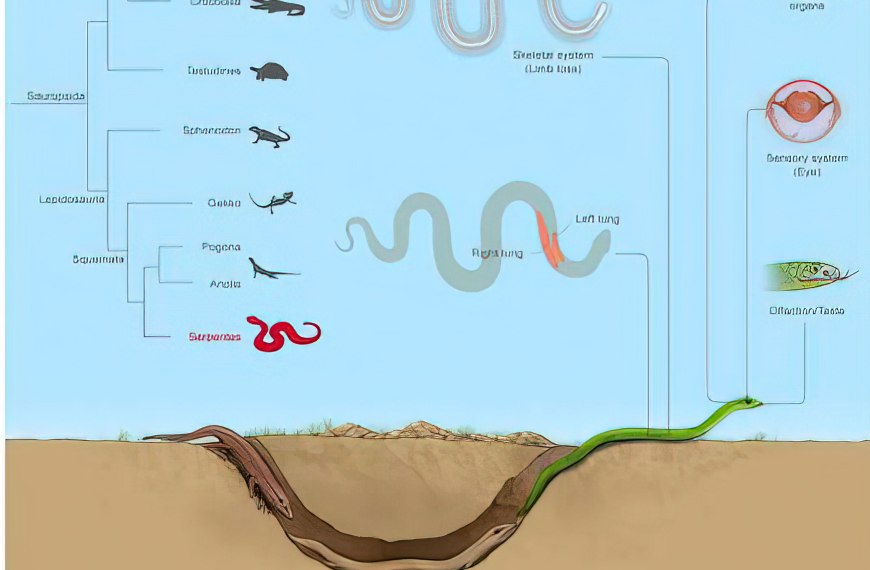 A lizard enters a burrow, morphs into a burrowing snake and emerges as a terrestrial snake